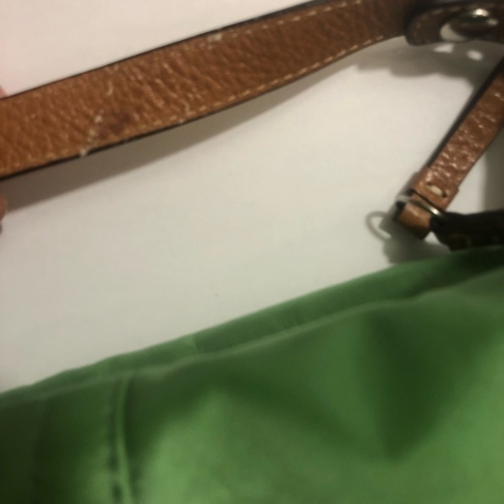 Coach vintage y2k green satin mini bag leather trim - Picture 9 of 13